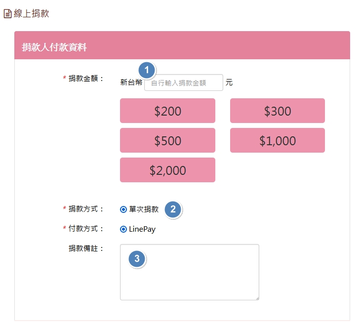 Line pay捐款步驟